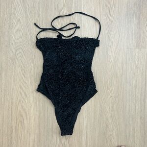 NWOT Envya Leopard Velvet Print One Piece S